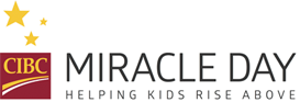 CIBC Miracle Day logo. Helping kids rise above.