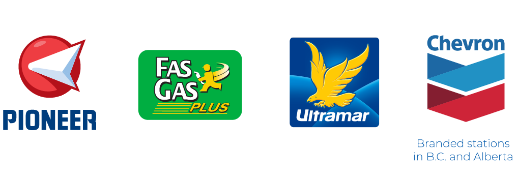 Pioneer, Fas Gas, Ultramar, and Chevron logos.