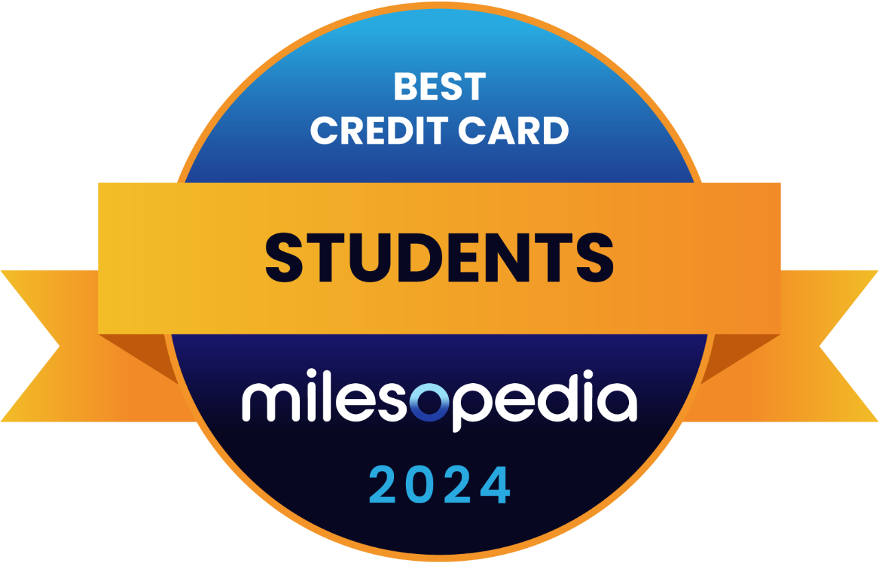  Best students credit card 2024 by Milesopedia award logo.