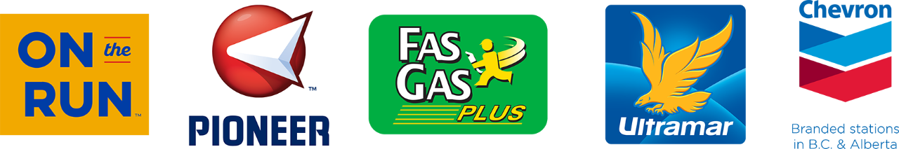 Logos of Pioneer, Fas Gas, Ultramar, and Chevron.