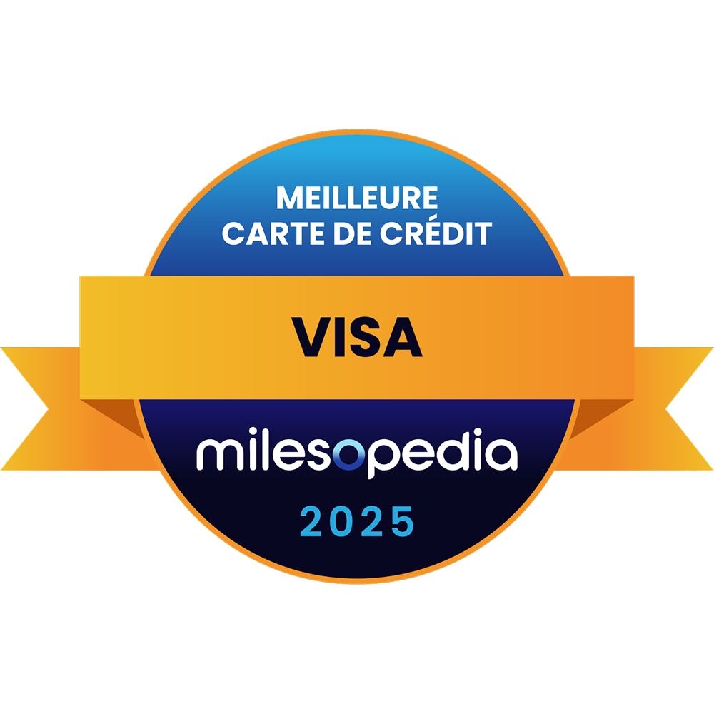   Logo du prix Milesopedia 2025 de la meilleure carte de crédit Visa.