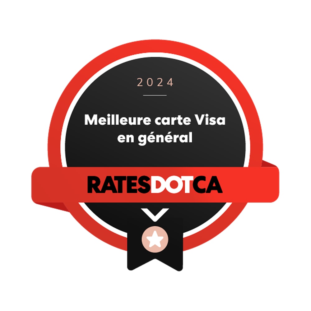  Logo du prix Rates,ca 2024 de la meilleure carte Visa en général.