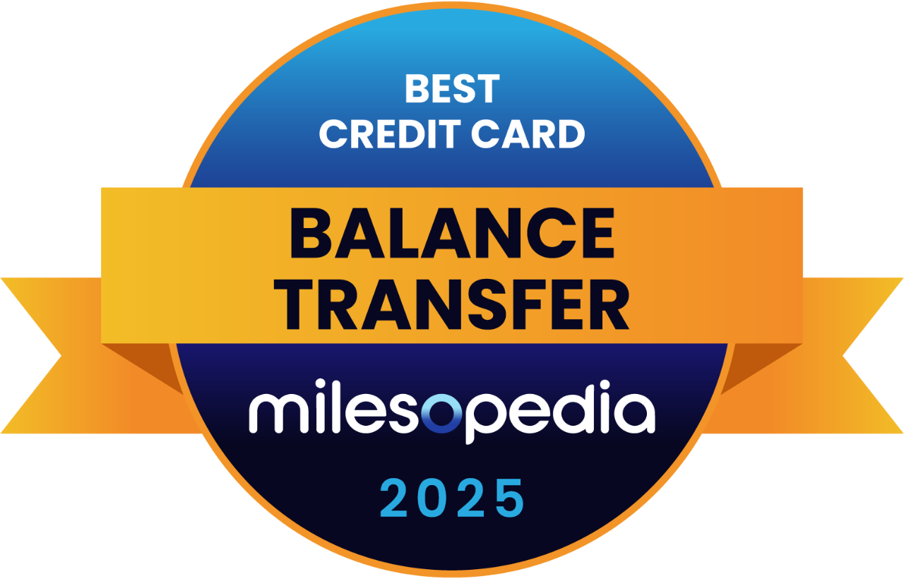 Milesopedia Best Balance Transfer Credit Card 2025 logo.