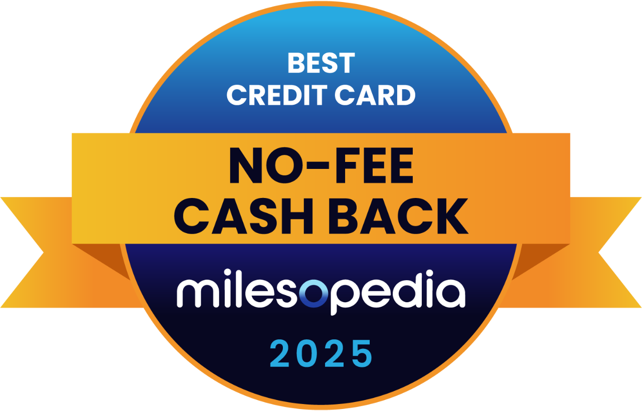 Milesopedia Best No-Fee Cash Back Credit Card 2025 logo.