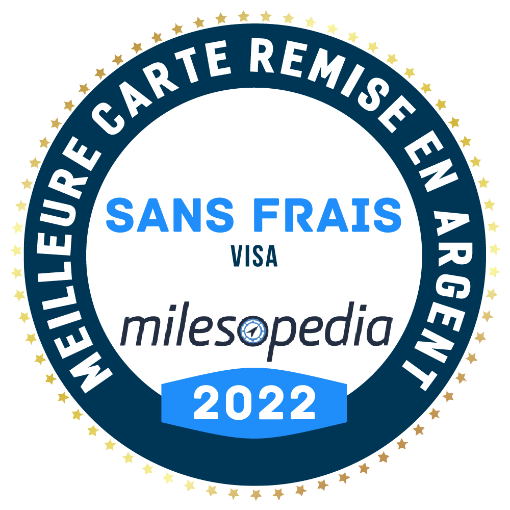 Logo meilleure carte remise en argent sans frais Visa Milesopedia 2022.