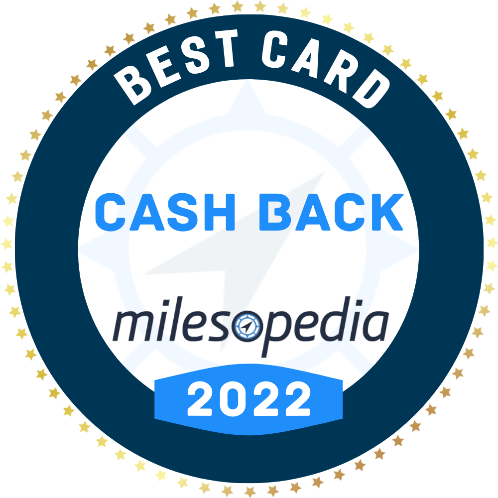  Best 2022 cash back card by Milesopedia award logo.