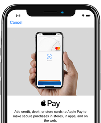On-screen instructions for using Apple Pay